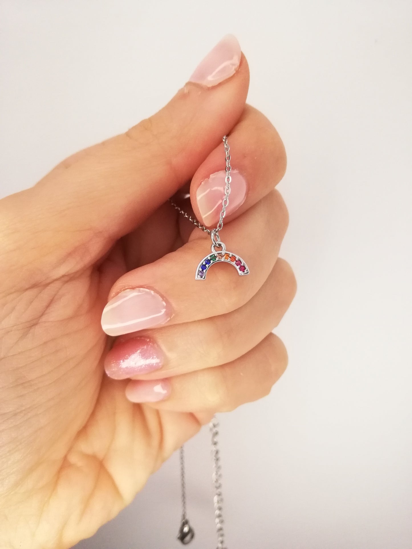 Collana con Arcobaleno e zirconi colorati, Rainbow