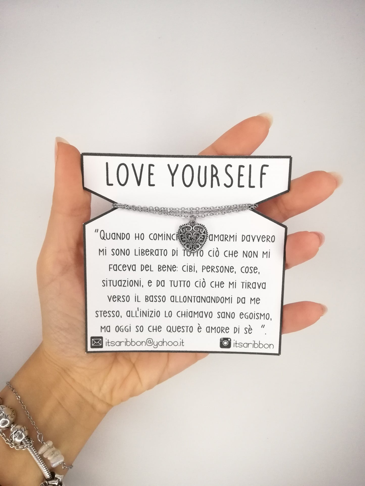 Collana Love Yourself con cuore intarsiato